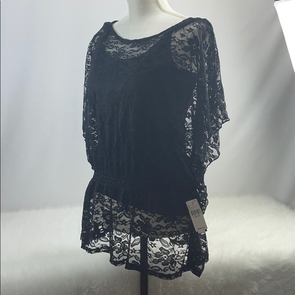 AB Studio Black Sheer Top with Cami Size L - Picture 3 of 14